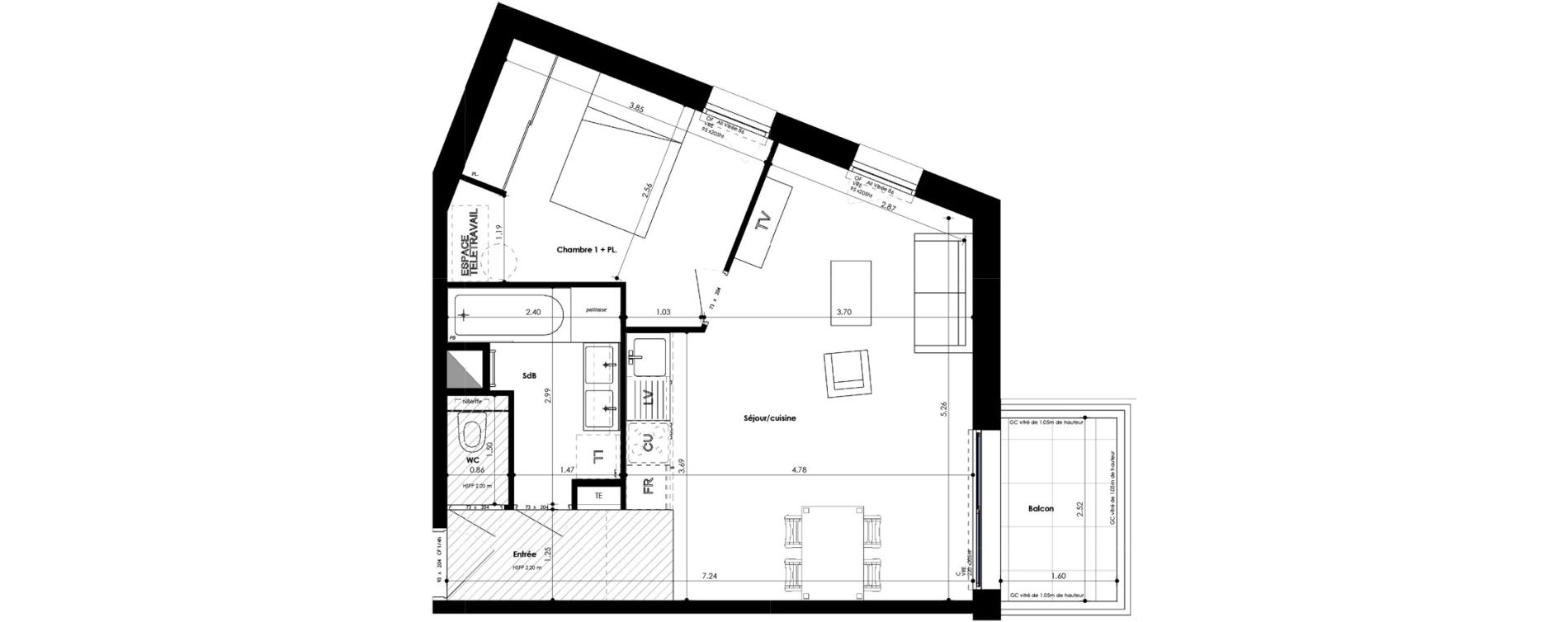 Appartement T2 de 45,48 m2 &agrave; Mordelles Vinc&eacute;