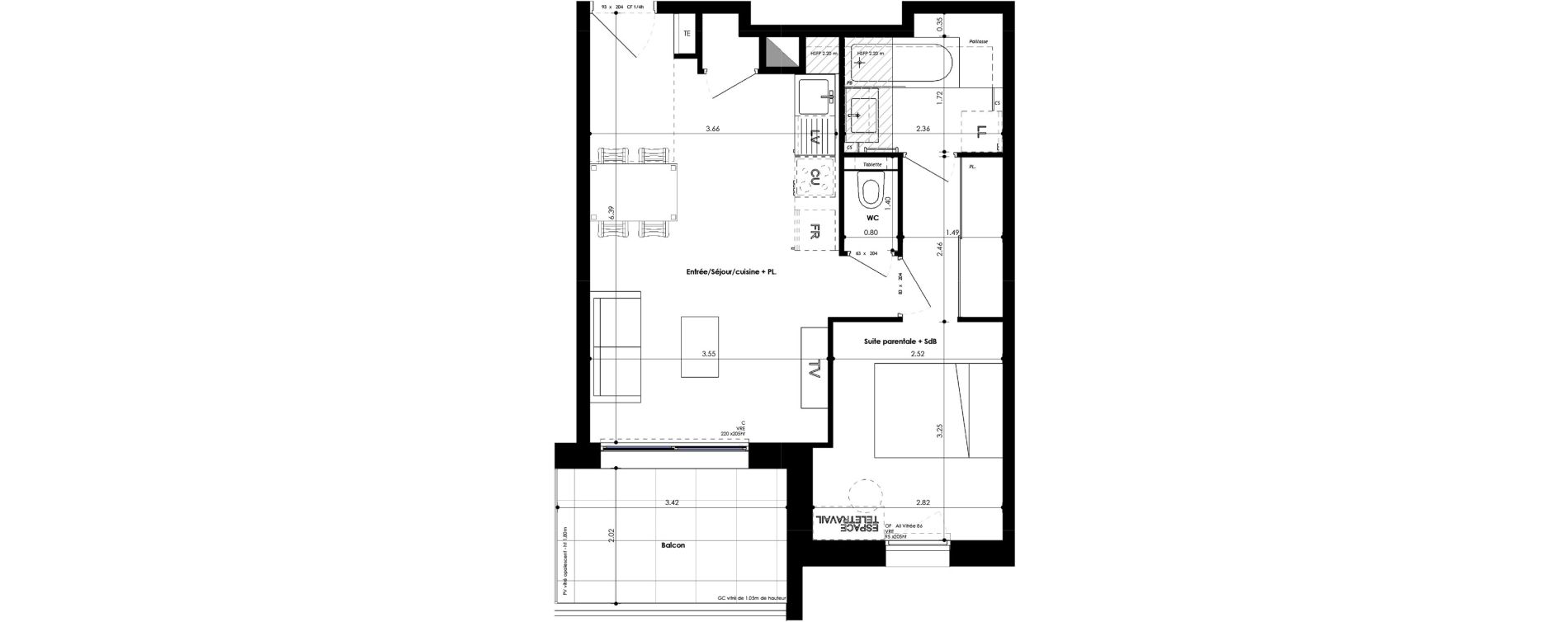 Appartement T2 de 40,92 m2 &agrave; Mordelles Vinc&eacute;