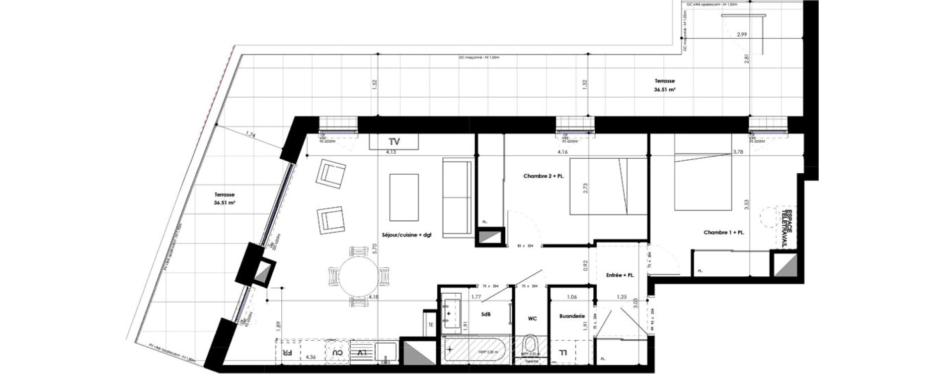 Appartement T3 de 63,33 m2 &agrave; Mordelles Vinc&eacute;