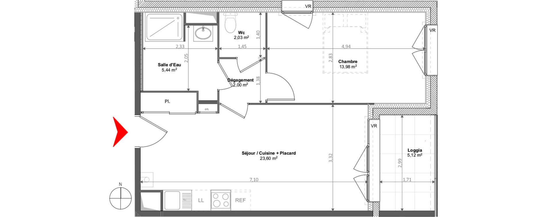 Appartement T2 de 47,05 m2 &agrave; Noyal-Ch&acirc;tillon-Sur-Seiche Centre