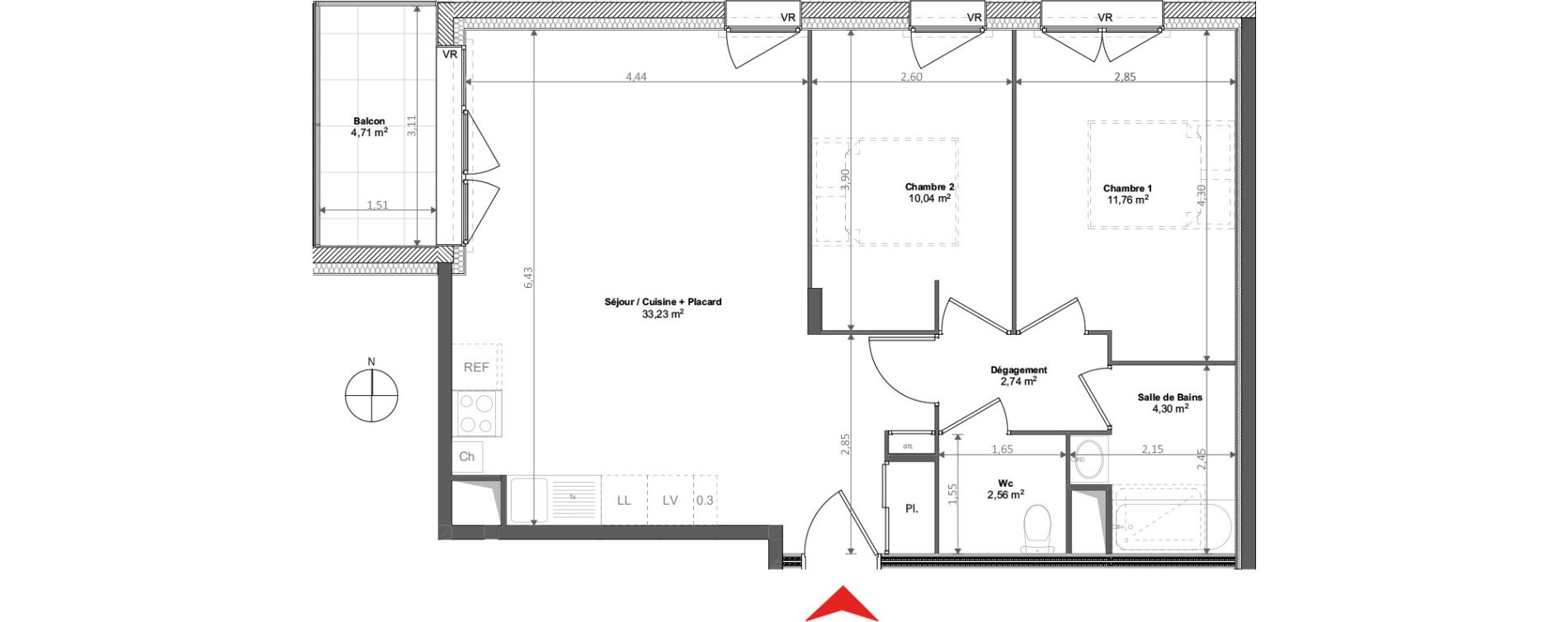 Appartement T3 de 64,63 m2 &agrave; Noyal-Ch&acirc;tillon-Sur-Seiche Centre