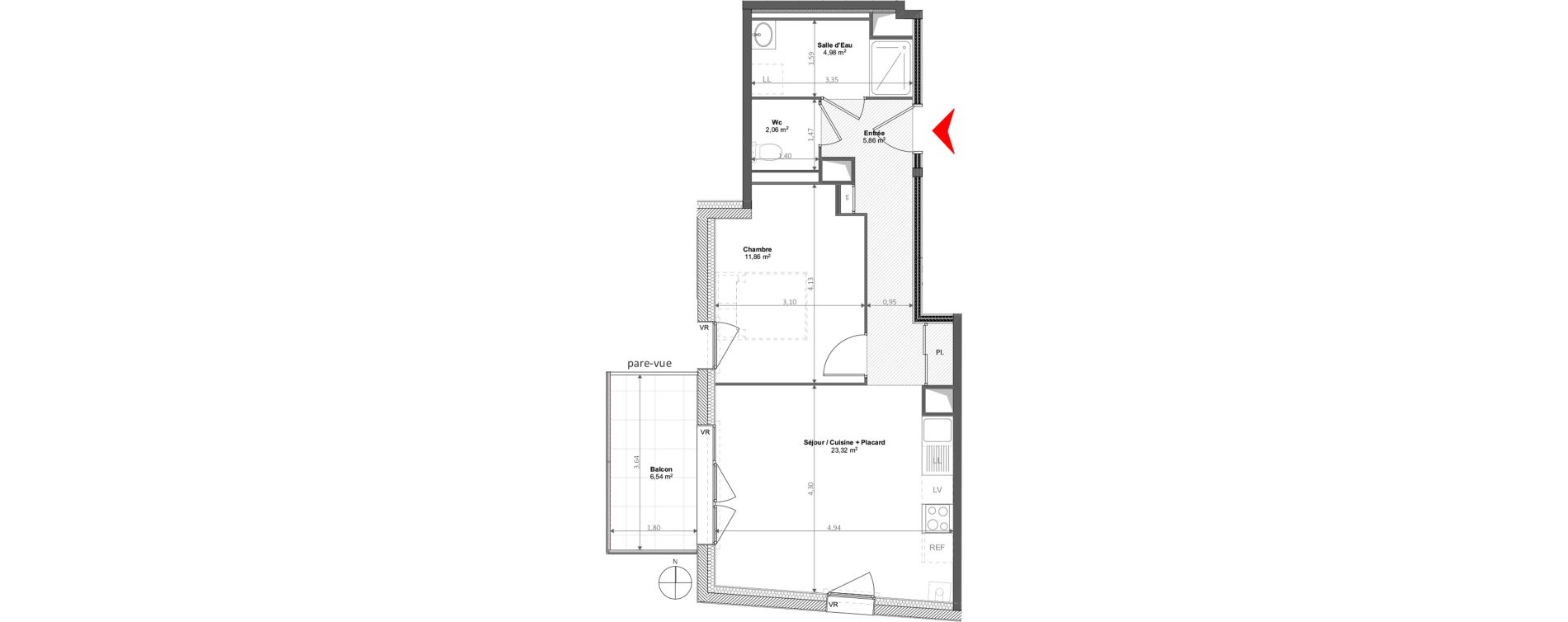 Appartement T2 de 48,08 m2 à Noyal-Châtillon-Sur-Seiche Centre