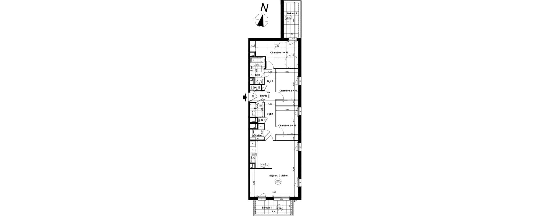 Appartement T4 de 91,58 m2 &agrave; Noyal-Ch&acirc;tillon-Sur-Seiche Centre