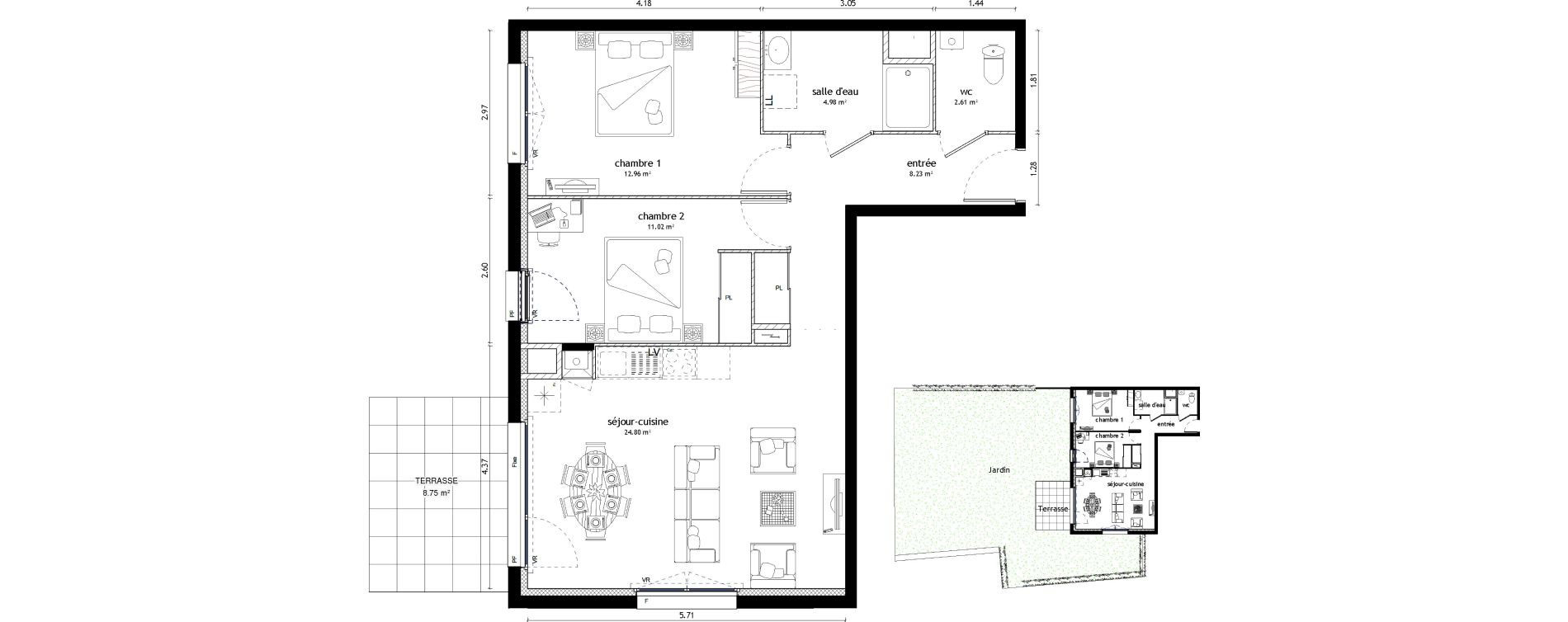 Appartement T3 de 64,60 m2 &agrave; Noyal-Ch&acirc;tillon-Sur-Seiche Centre