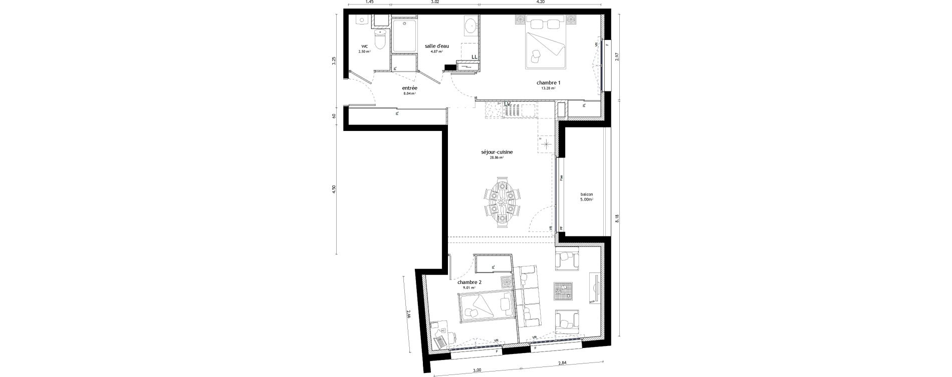 Appartement T3 de 66,56 m2 &agrave; Noyal-Ch&acirc;tillon-Sur-Seiche Centre