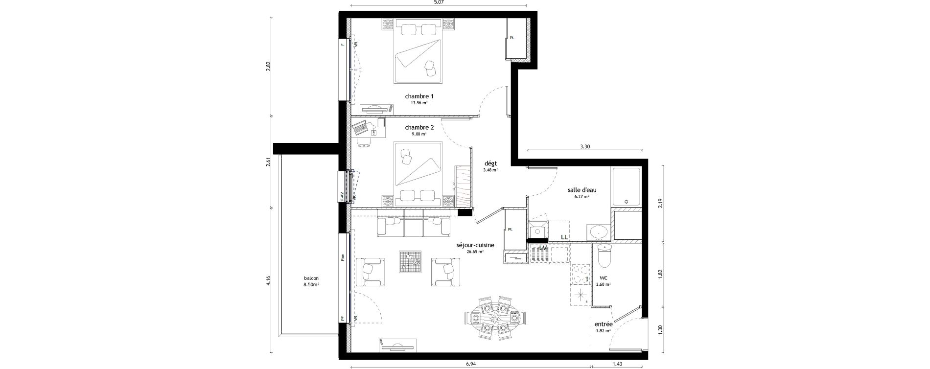 Appartement T3 de 63,48 m2 &agrave; Noyal-Ch&acirc;tillon-Sur-Seiche Centre