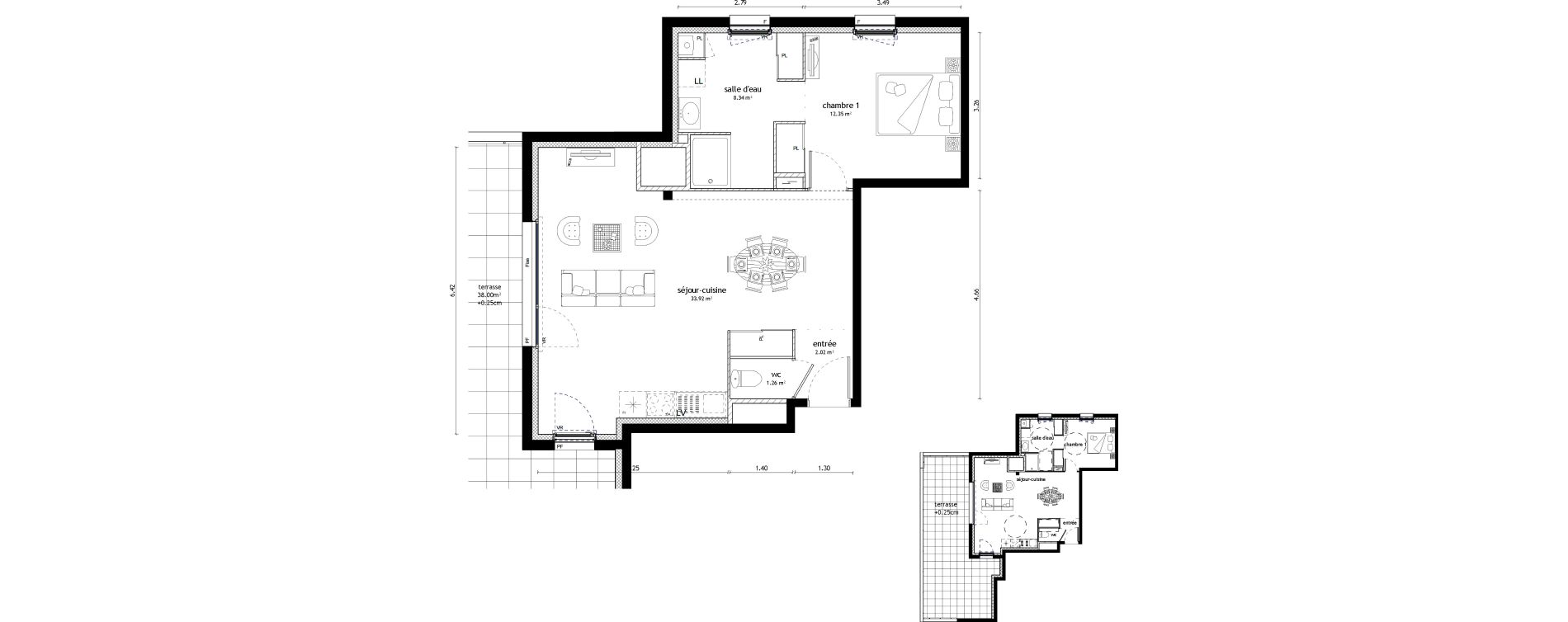 Appartement T2 de 57,89 m2 &agrave; Noyal-Ch&acirc;tillon-Sur-Seiche Centre