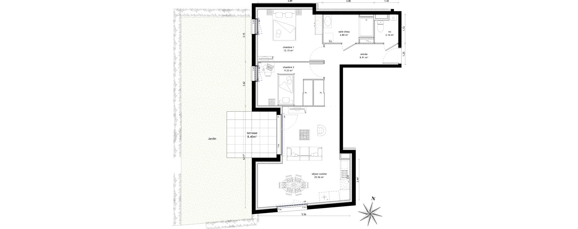 Appartement T3 de 62,91 m2 &agrave; Noyal-Ch&acirc;tillon-Sur-Seiche Centre