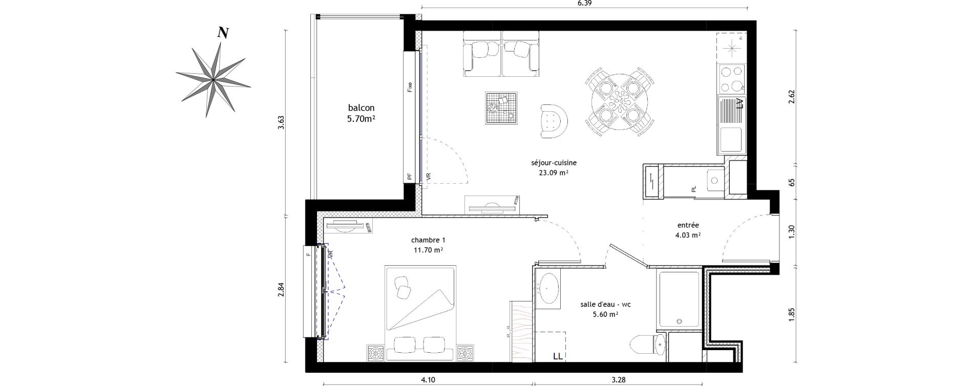 Appartement T2 de 44,42 m2 &agrave; Noyal-Ch&acirc;tillon-Sur-Seiche Centre