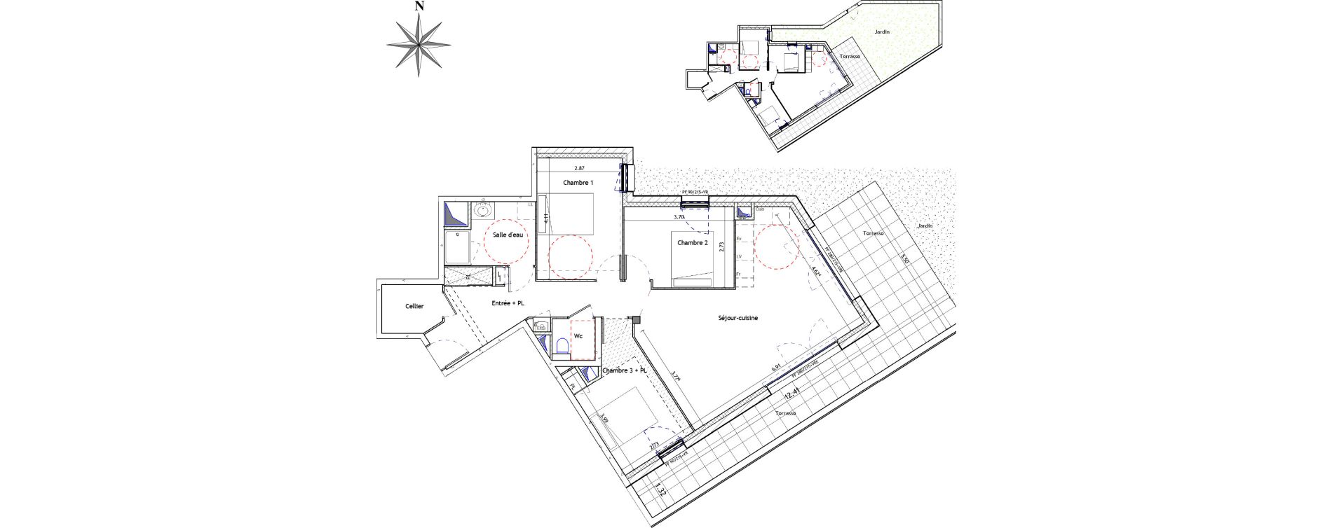 Appartement T4 de 86,11 m2 &agrave; Noyal-Ch&acirc;tillon-Sur-Seiche Centre