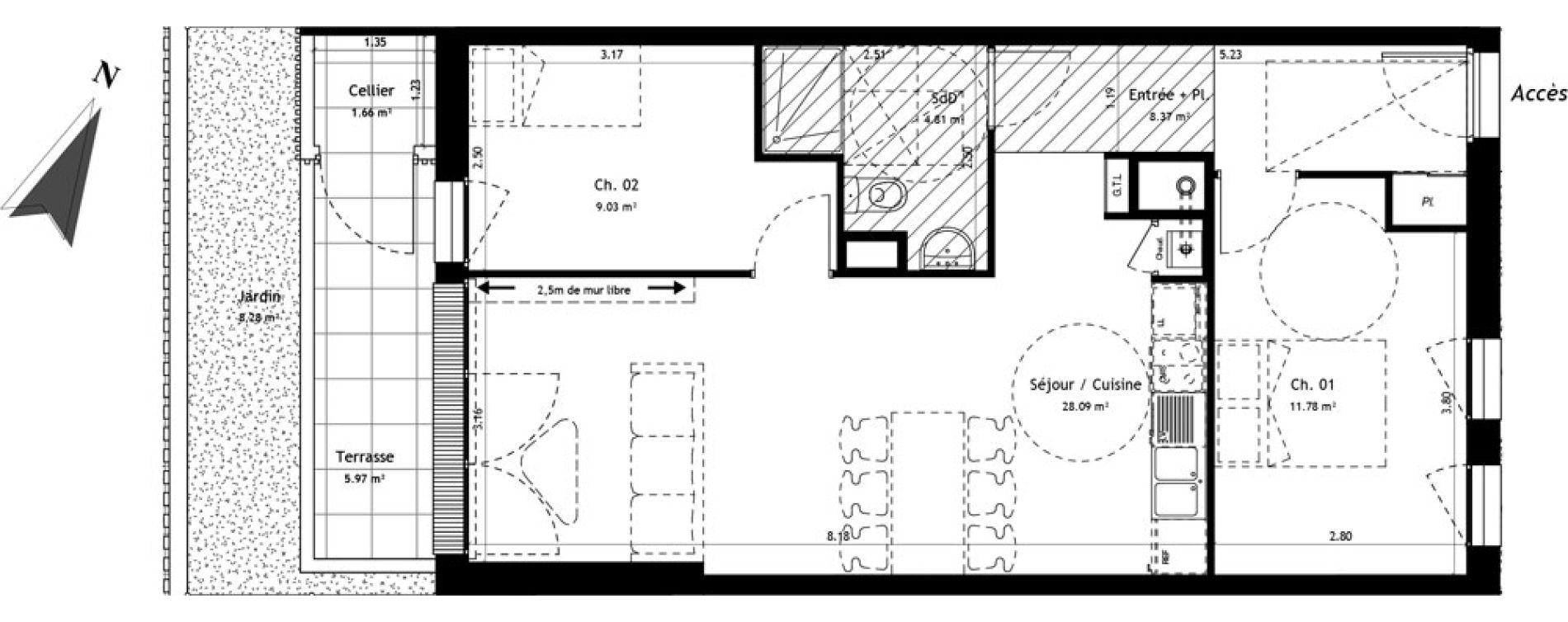 Appartement T3 de 62,08 m2 &agrave; Org&egrave;res Centre