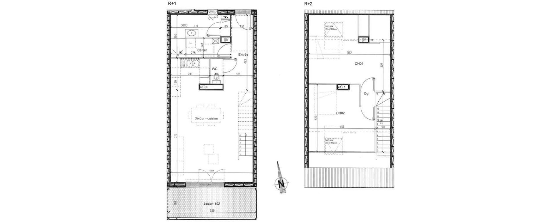 Duplex T3 de 76,56 m2 &agrave; Org&egrave;res Les prairies d orgeres