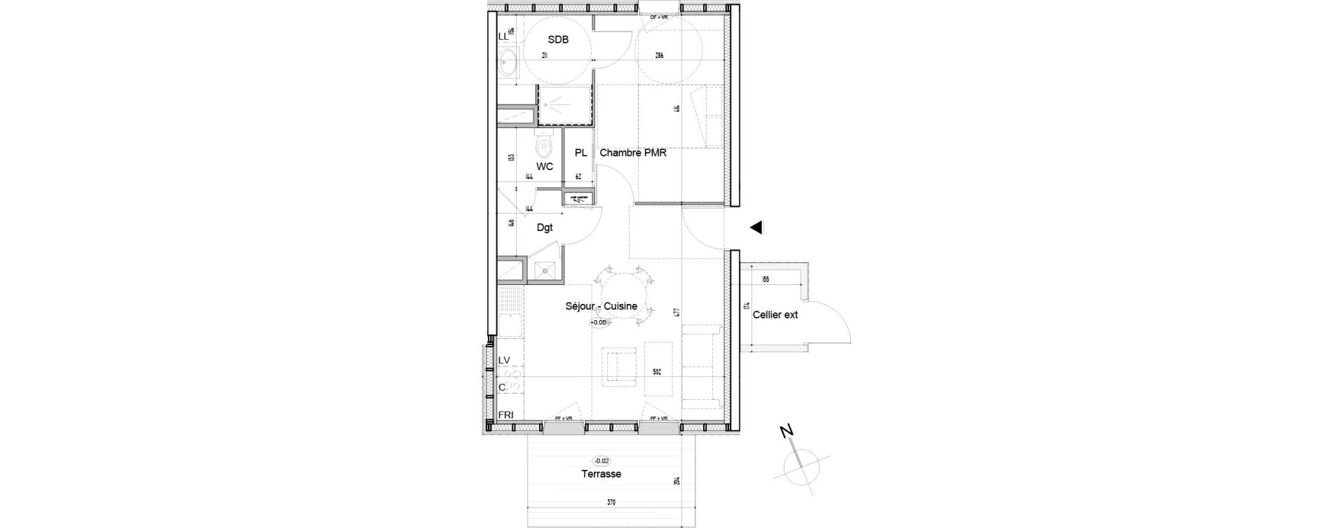 Appartement T2 de 43,10 m2 &agrave; Org&egrave;res Les prairies d orgeres