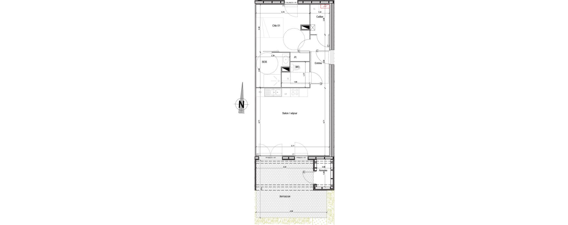 Appartement T2 de 52,43 m2 &agrave; Org&egrave;res Les prairies d orgeres