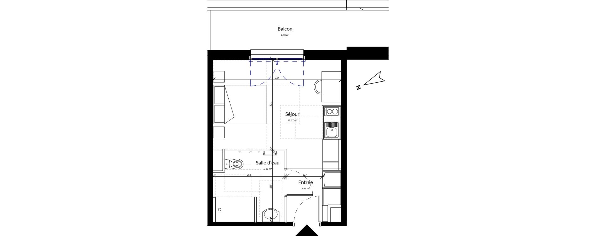 Appartement T1 meubl&eacute; de 25,73 m2 &agrave; Pleurtuit Centre