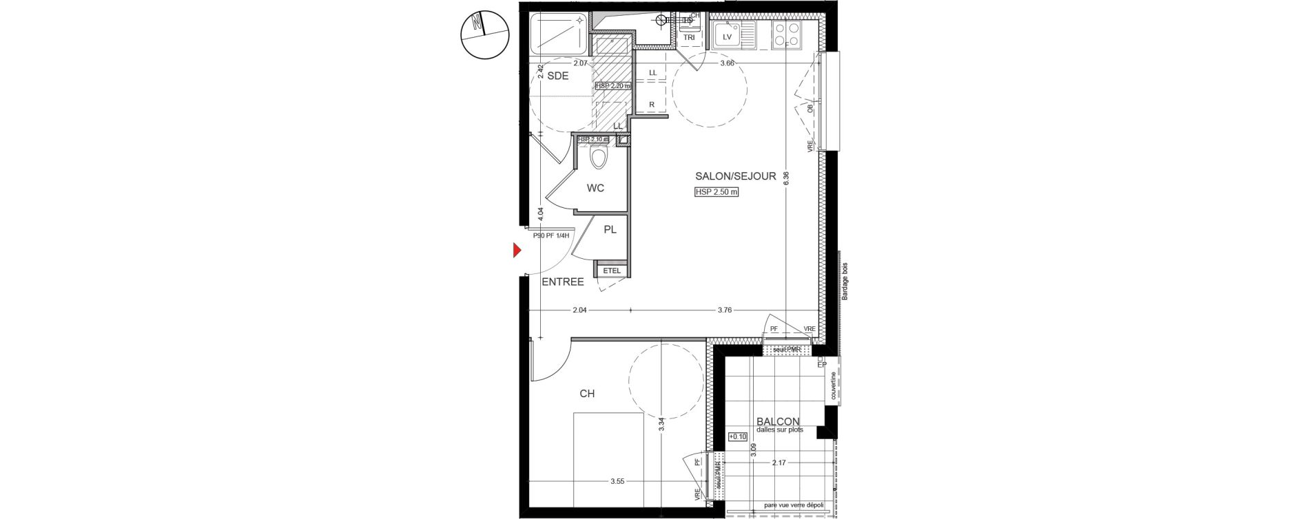 Appartement T2 de 47,18 m2 &agrave; Pleurtuit La belle croix
