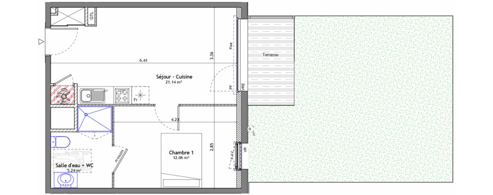 Appartement T2 de 38,44 m2 &agrave; Pont-P&eacute;an Centre