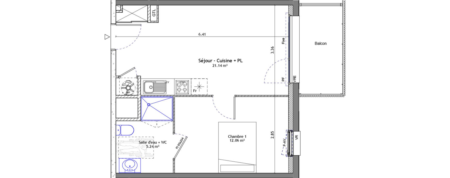 Appartement T2 de 38,44 m2 &agrave; Pont-P&eacute;an Centre