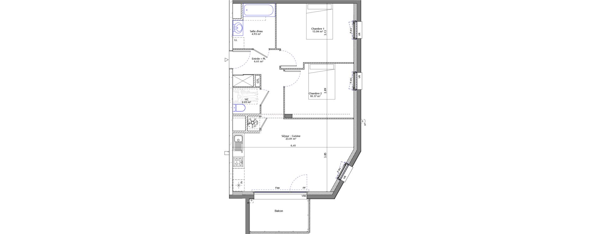 Appartement T3 de 59,79 m2 &agrave; Pont-P&eacute;an Centre
