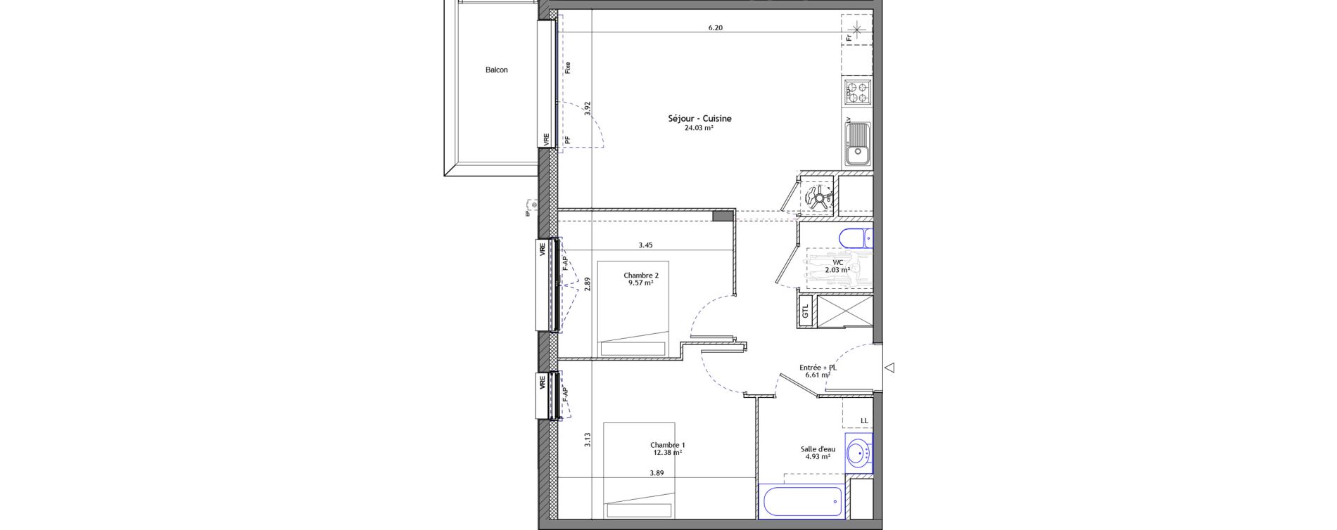 Appartement T3 de 59,55 m2 &agrave; Pont-P&eacute;an Centre