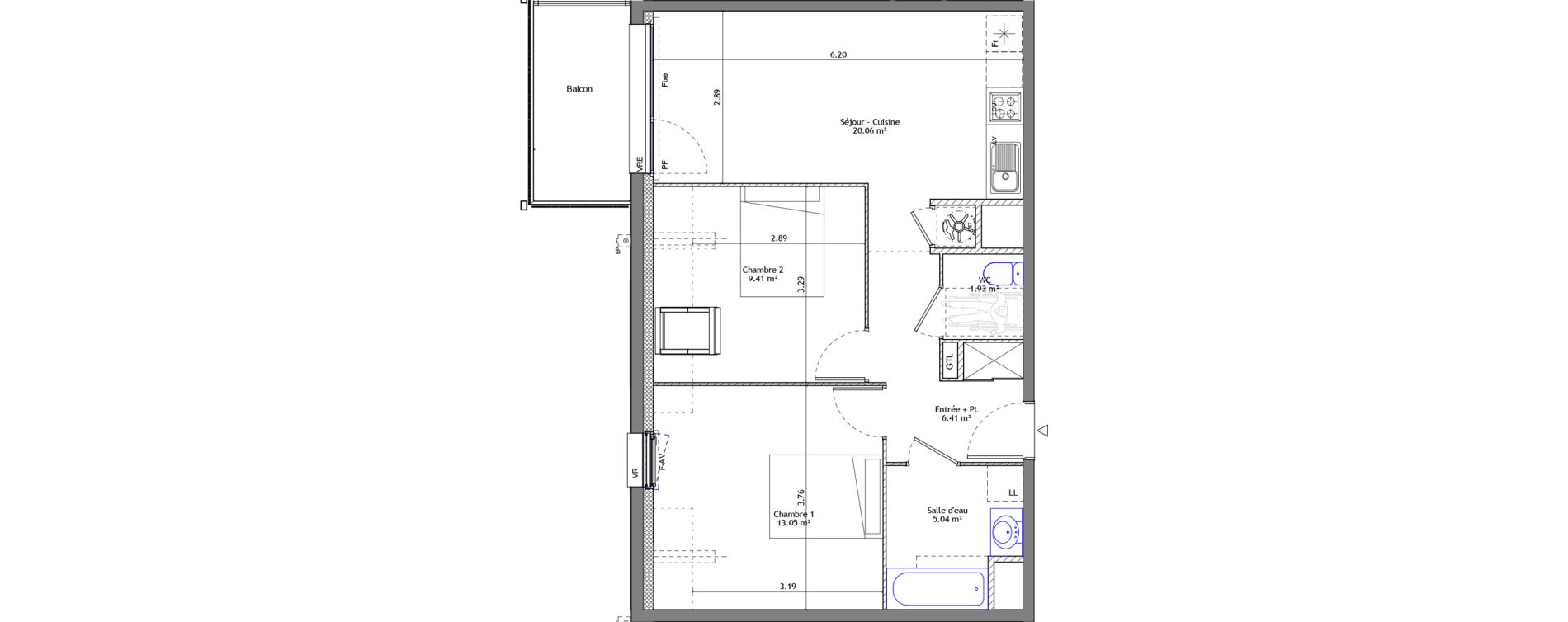 Appartement T3 de 55,90 m2 &agrave; Pont-P&eacute;an Centre