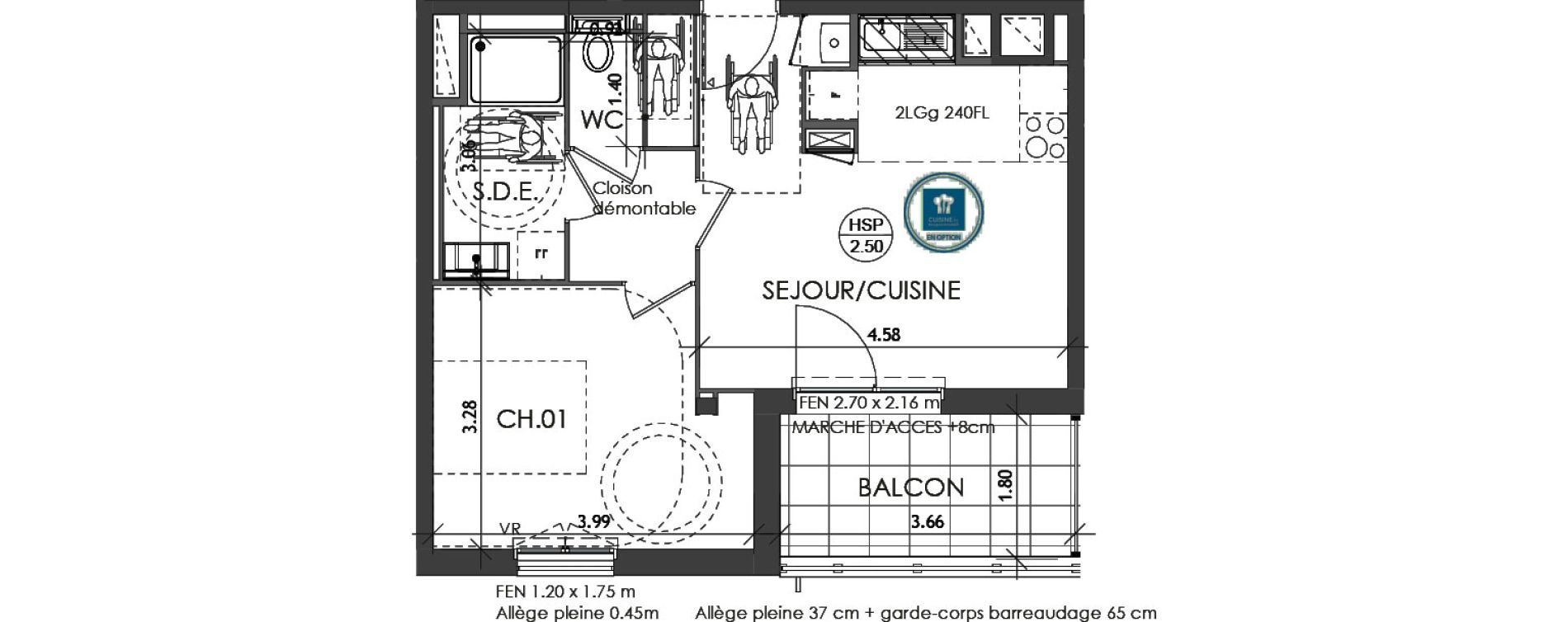 Appartement T2 de 41,33 m2 &agrave; Rennes La madeleine
