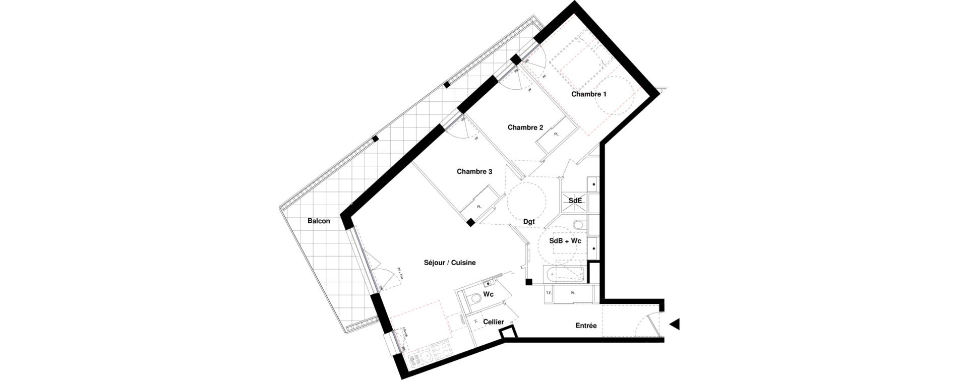 Appartement T4 de 87,59 m2 &agrave; Rennes Rennes jules ferry