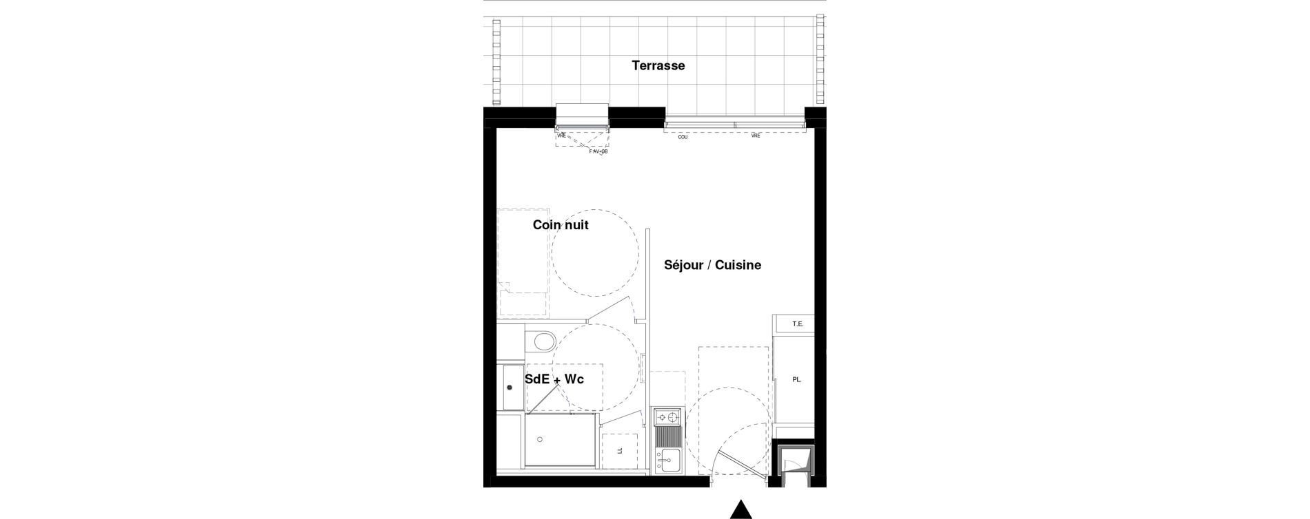Appartement T1 de 30,51 m2 &agrave; Rennes Rennes jules ferry