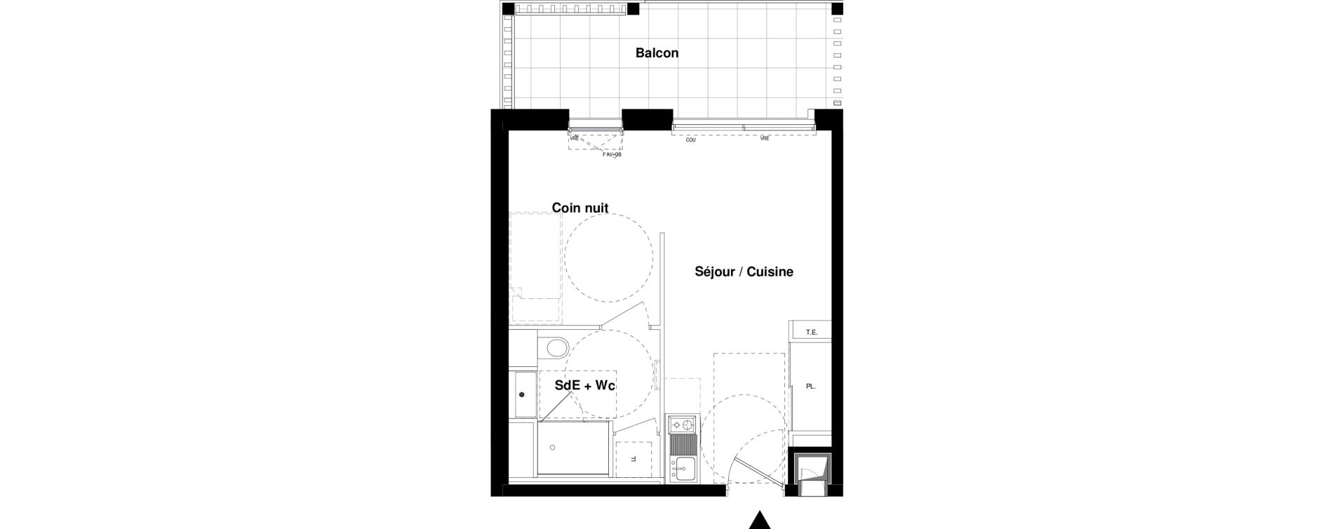 Appartement T1 de 30,51 m2 &agrave; Rennes Rennes jules ferry