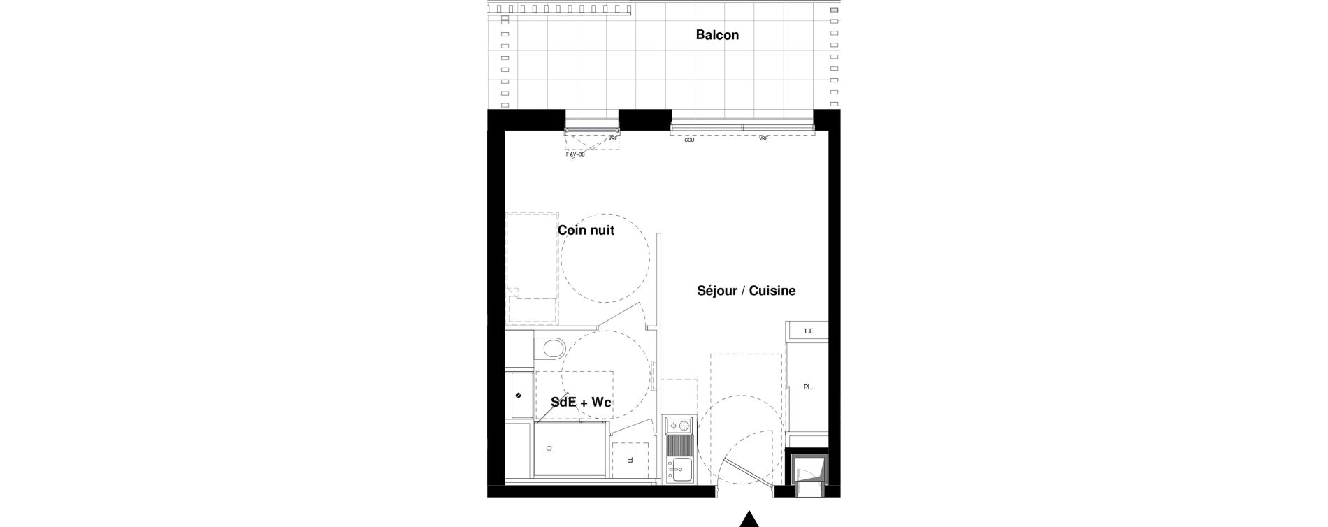 Appartement T1 de 30,51 m2 &agrave; Rennes Rennes jules ferry