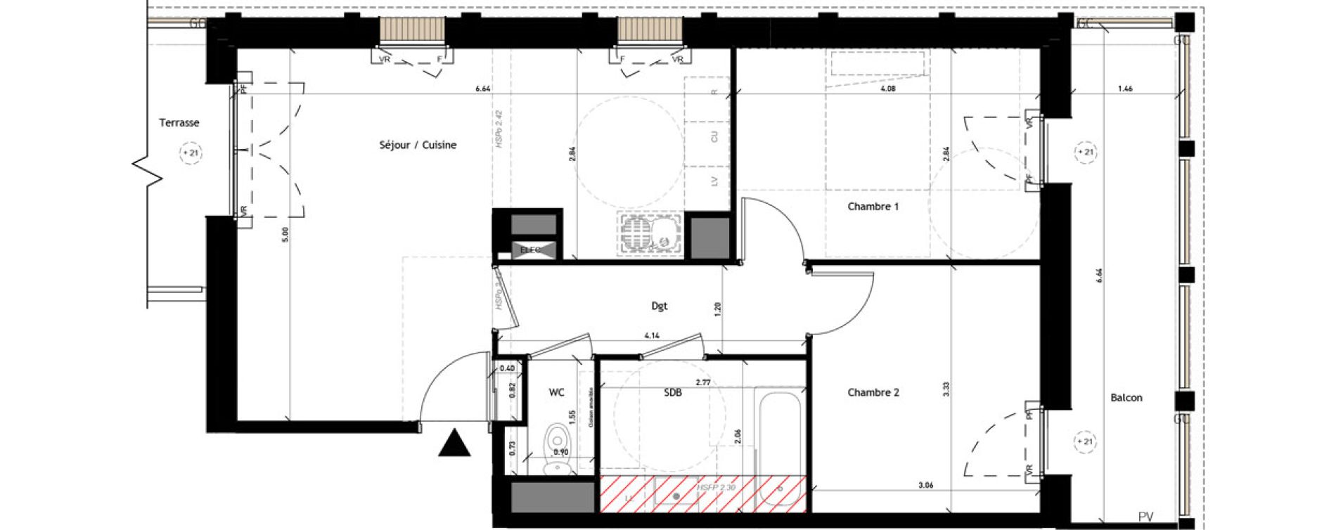 Appartement T3 de 59,48 m2 &agrave; Rennes Beauregard