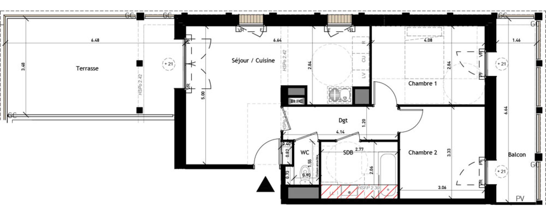 Appartement T3 de 59,48 m2 &agrave; Rennes Beauregard