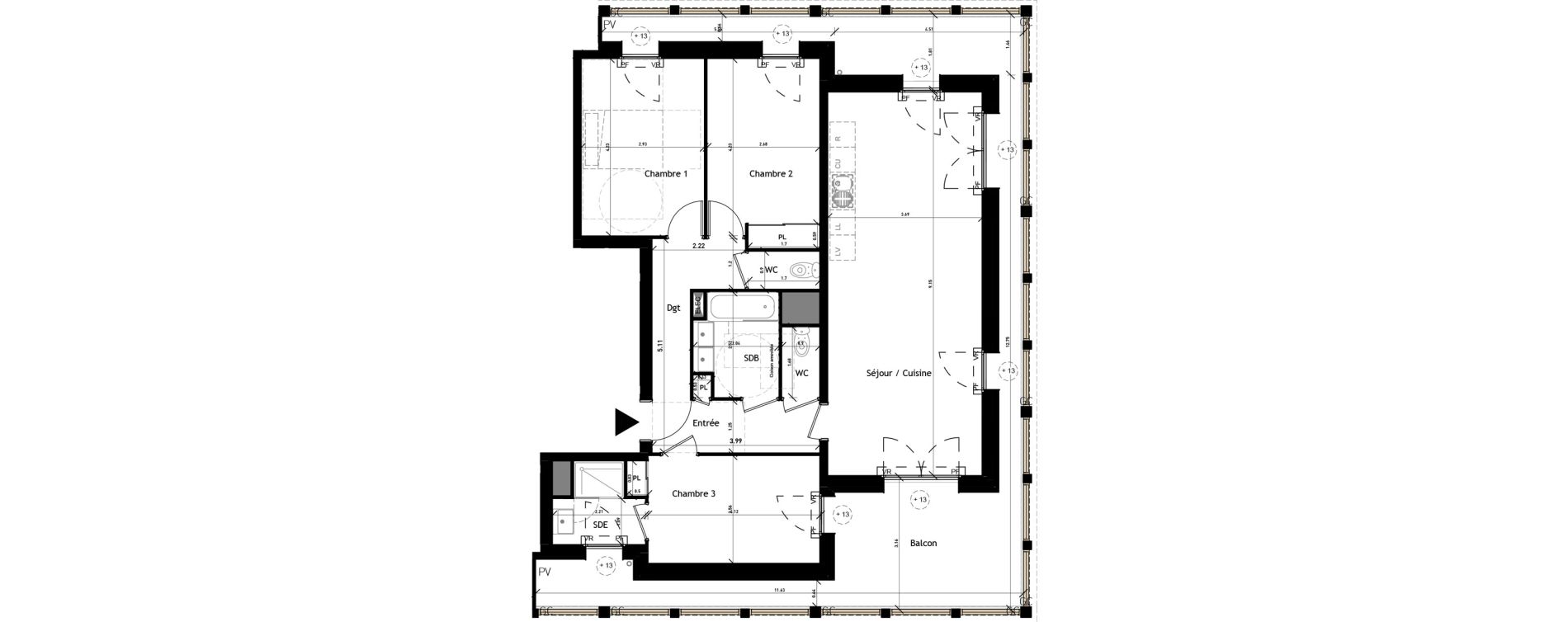 Appartement T4 de 90,19 m2 &agrave; Rennes Beauregard