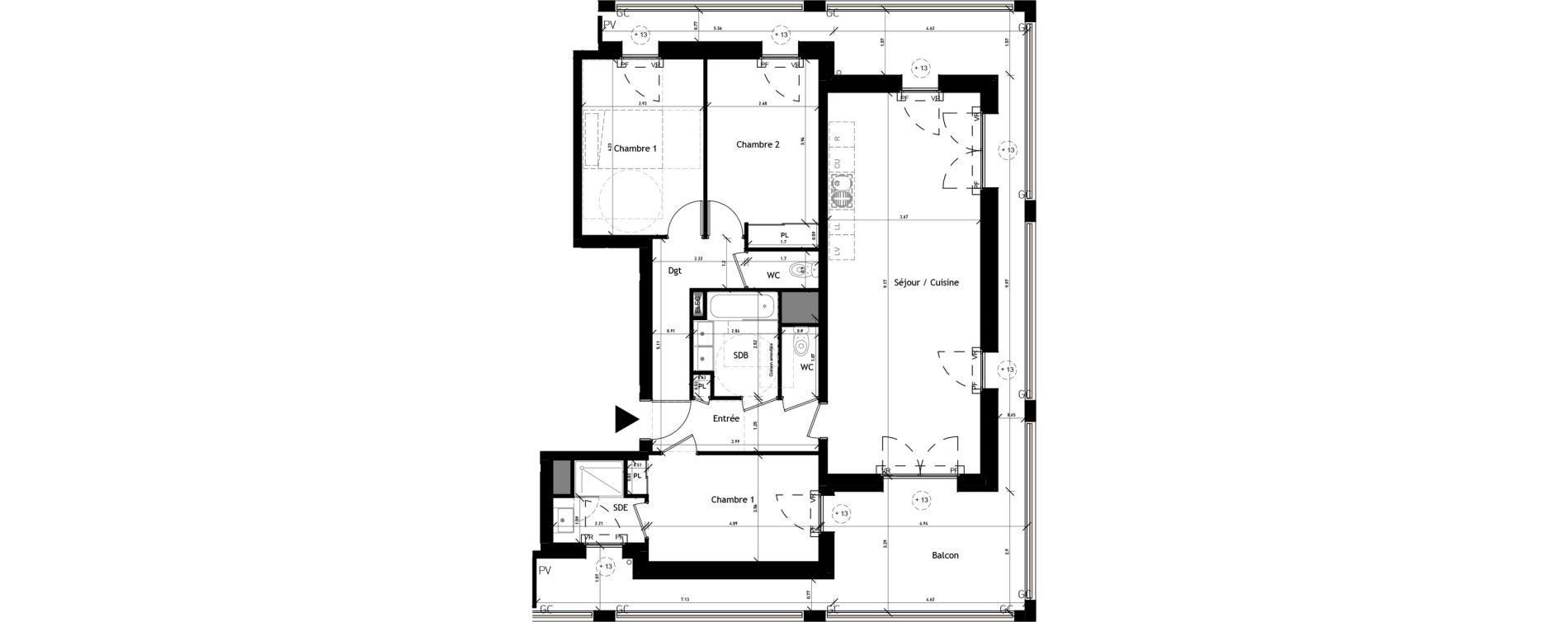 Appartement T4 de 90,16 m2 &agrave; Rennes Beauregard