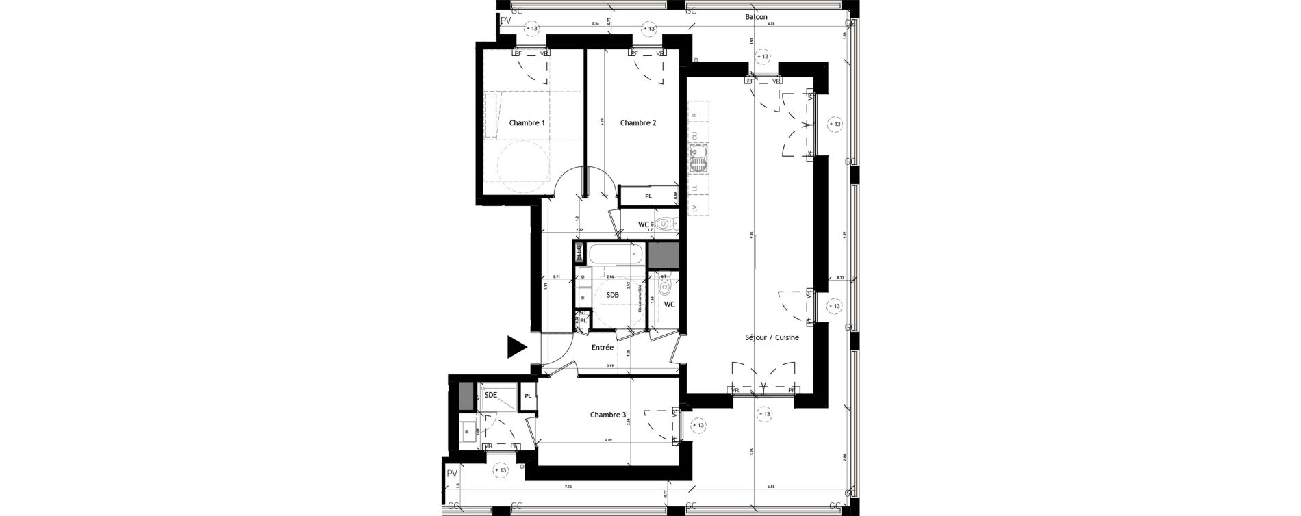 Appartement T4 de 90,16 m2 &agrave; Rennes Beauregard