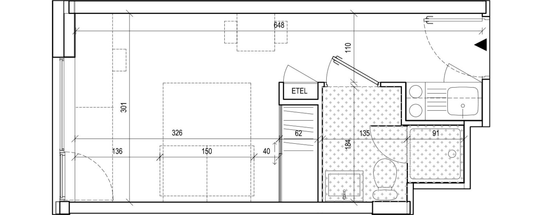 Appartement T1 meubl&eacute; de 18,60 m2 &agrave; Rennes Saint-h&eacute;lier - gare