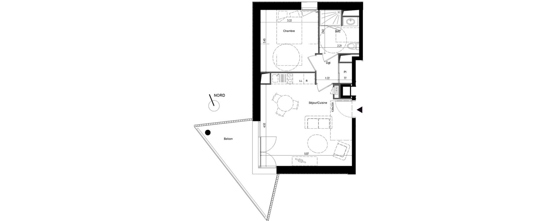 Appartement T2 de 42,40 m2 &agrave; Rennes Rennes beauregard