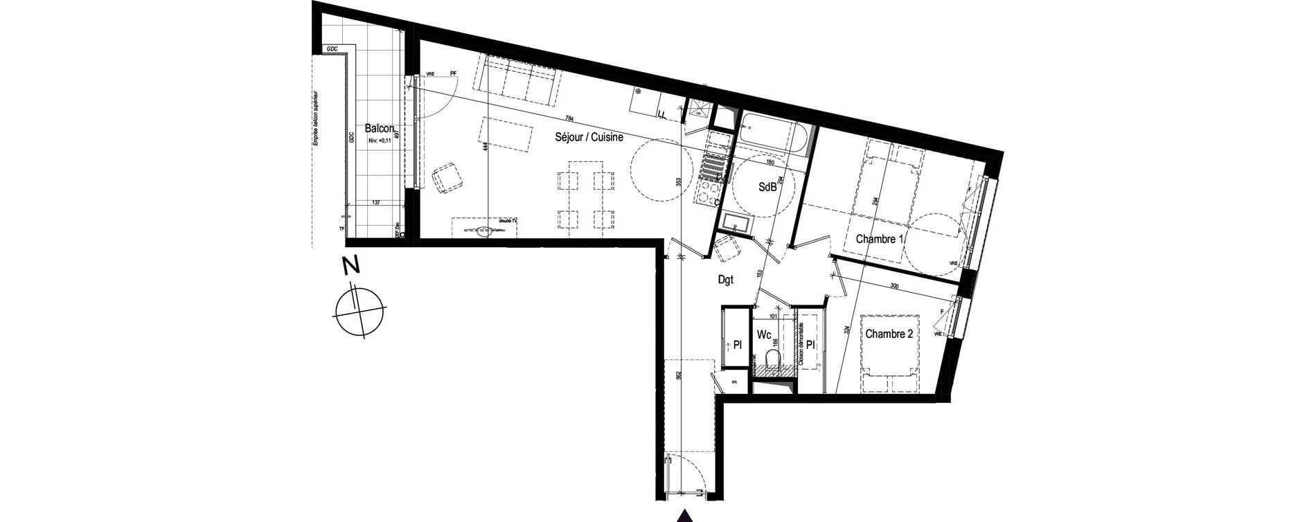 Appartement T3 de 70,60 m2 &agrave; Rennes Le landry