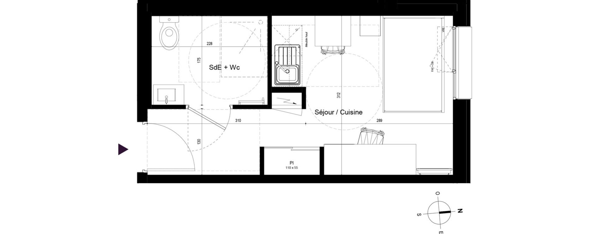 Appartement T1 meubl&eacute; de 17,91 m2 &agrave; Rennes Beauregard rennes
