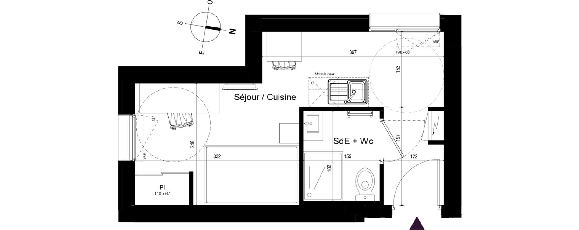 Appartement T1 meubl&eacute; de 18,31 m2 &agrave; Rennes Beauregard rennes