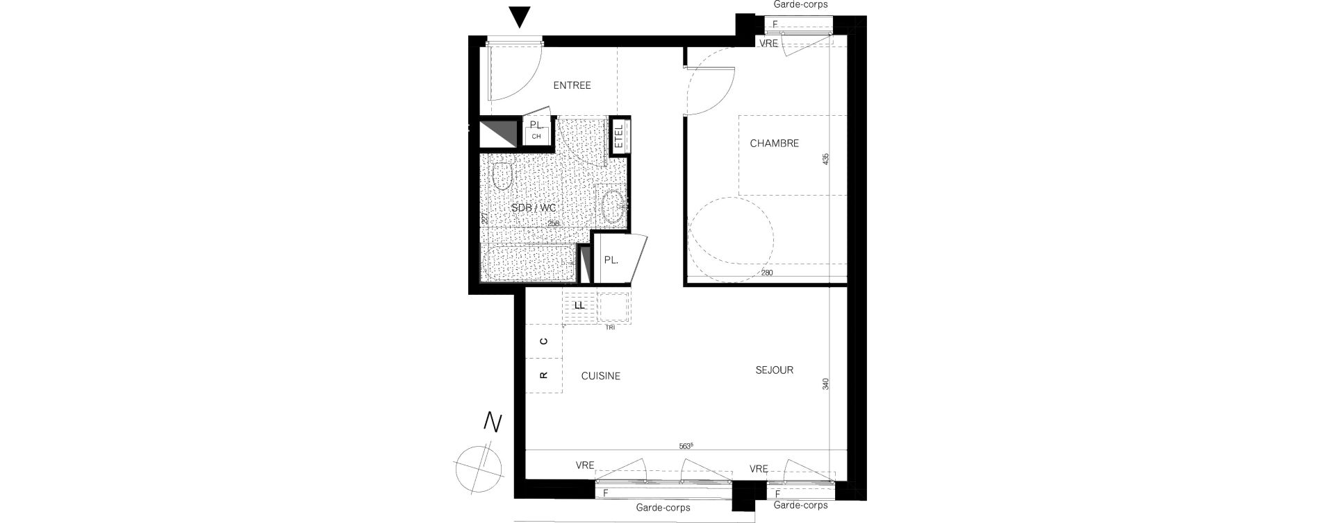 Appartement T2 de 44,42 m2 &agrave; Rennes Saint-martin