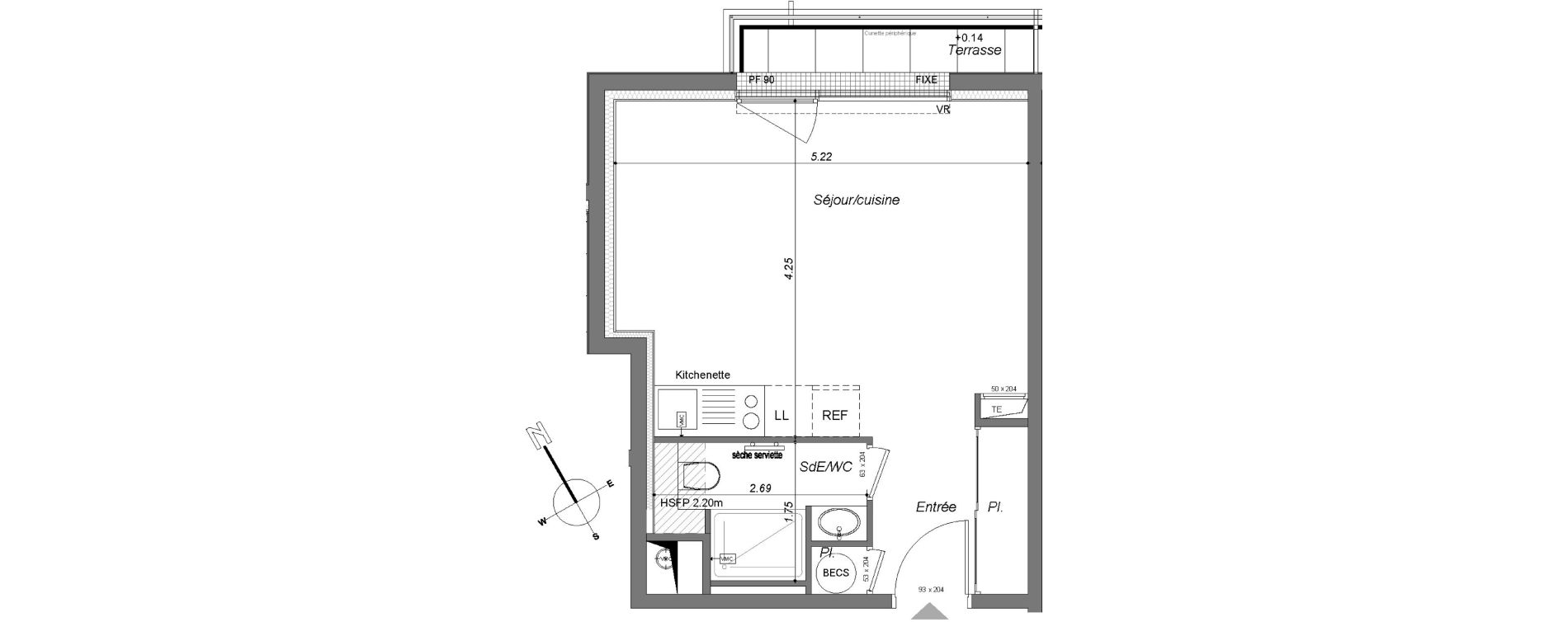 Appartement T1 de 29,42 m2 &agrave; Rennes Francisco ferrer - vern