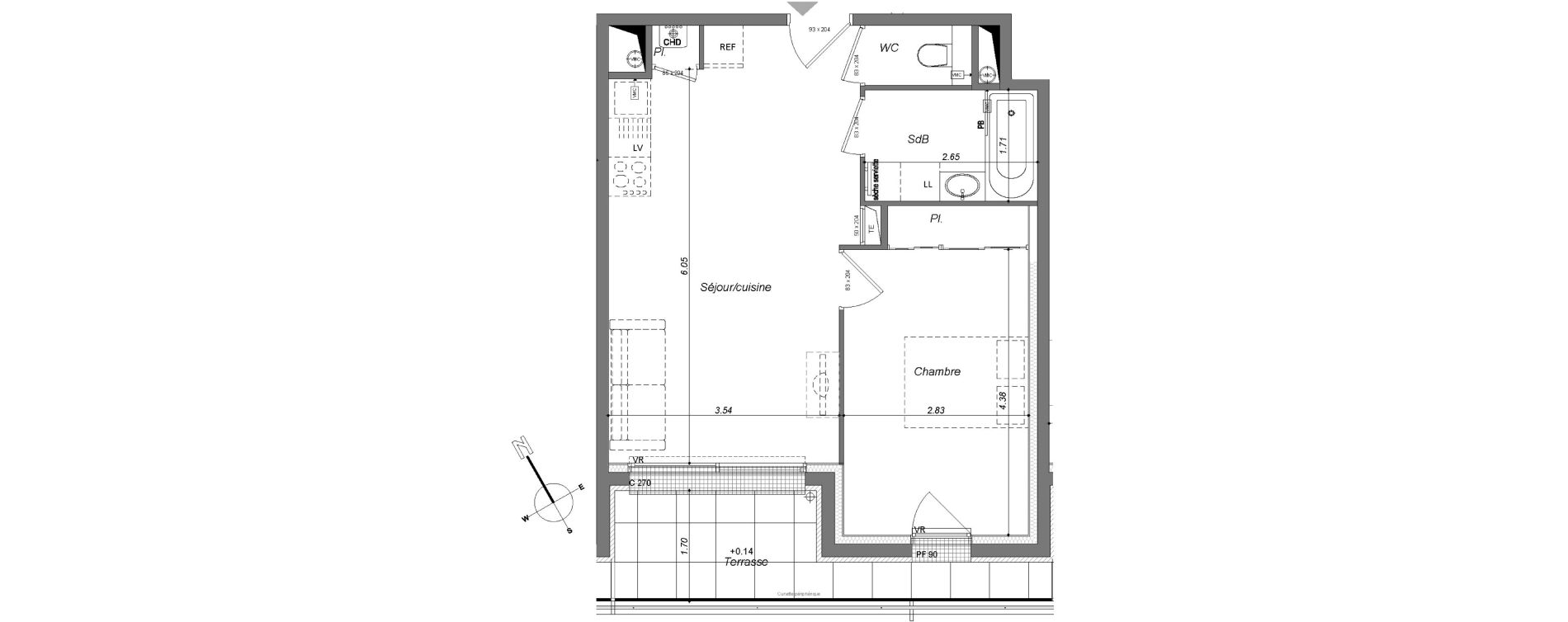 Appartement T2 de 44,11 m2 &agrave; Rennes Francisco ferrer - vern