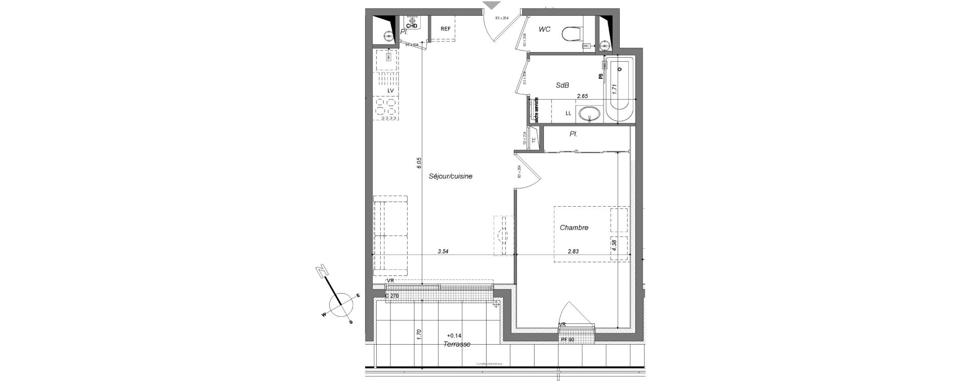 Appartement T2 de 44,11 m2 &agrave; Rennes Francisco ferrer - vern