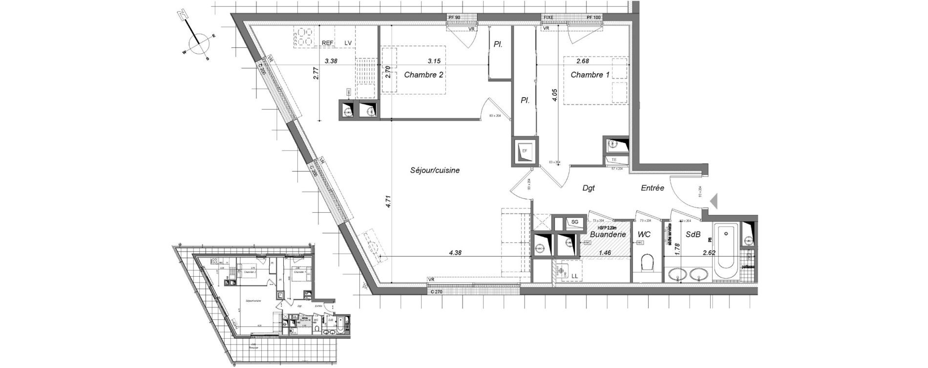 Appartement T3 de 71,51 m2 &agrave; Rennes Francisco ferrer - vern