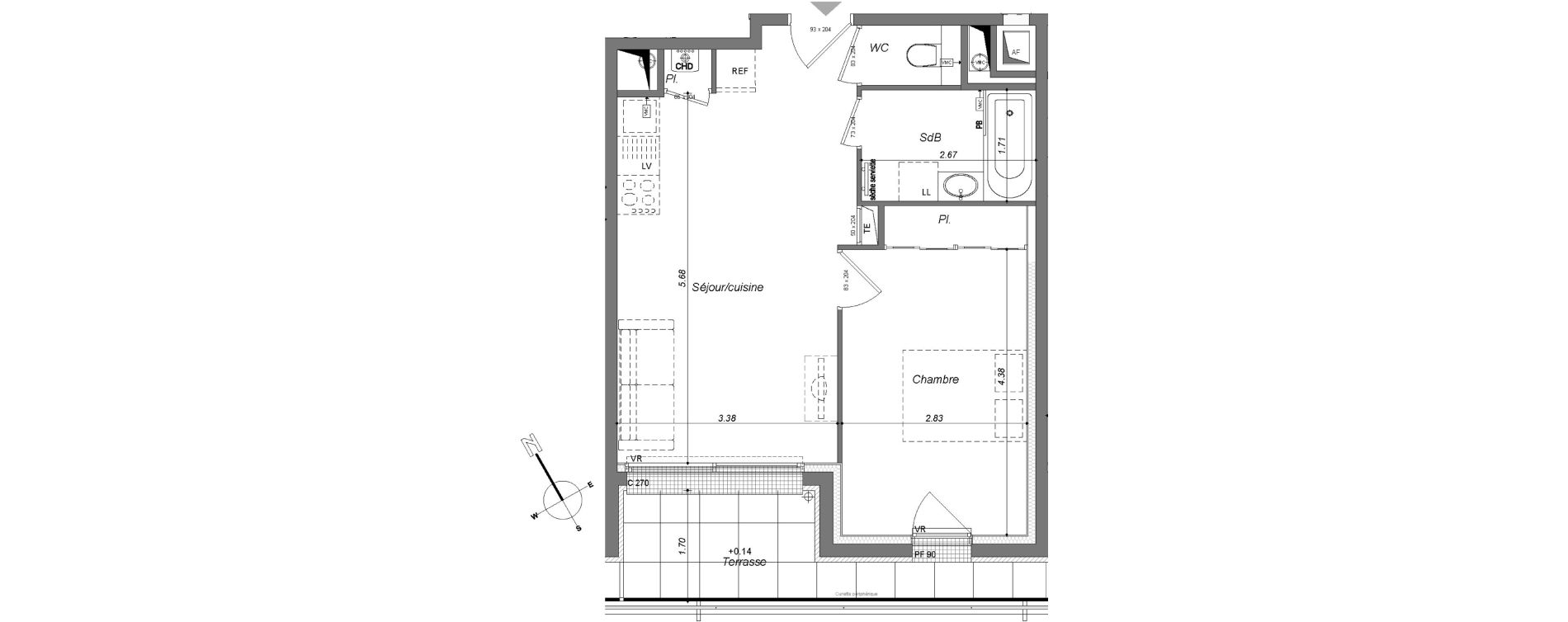 Appartement T2 de 42,11 m2 &agrave; Rennes Francisco ferrer - vern