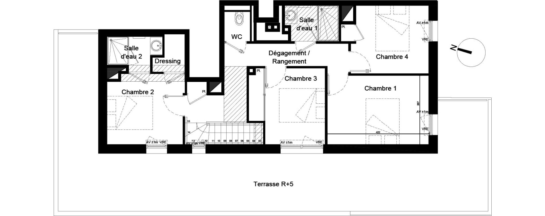 Duplex T5 de 106,72 m2 &agrave; Rennes Jeanne d'arc