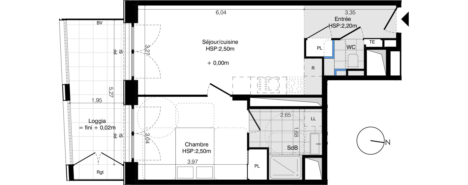 Appartement T2 de 44,51 m2 &agrave; Rennes Plaine de baud