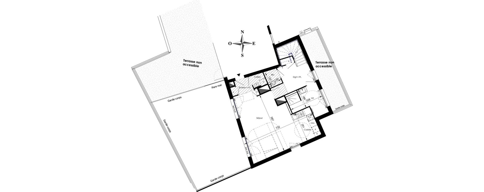 Duplex T4 de 105,72 m2 &agrave; Rennes Cimetiere de l'est