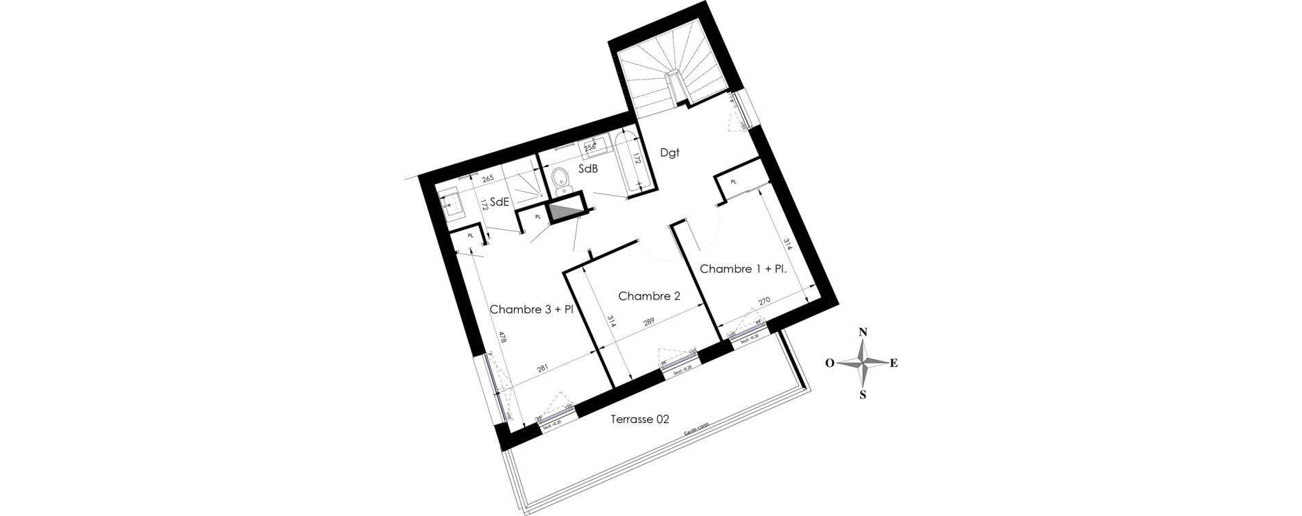Duplex T4 de 105,72 m2 &agrave; Rennes Cimetiere de l'est